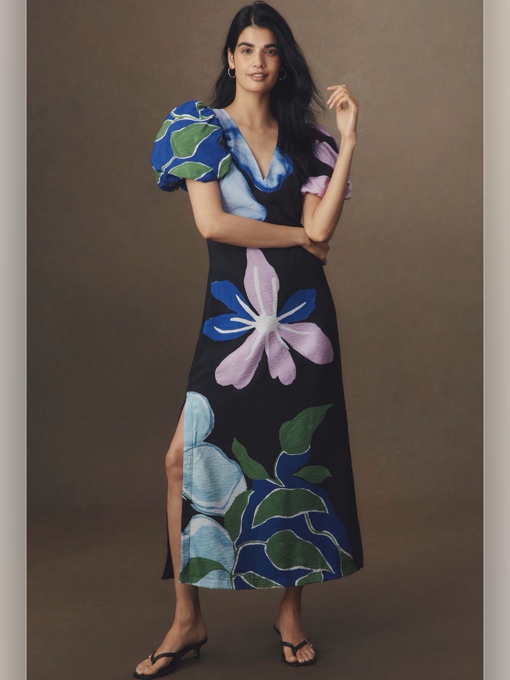 By Anthropologie Puff sleeve A-line maxi dress